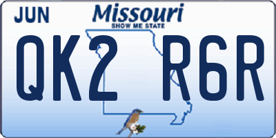 MO license plate QK2R6R