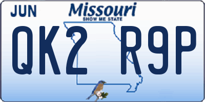 MO license plate QK2R9P