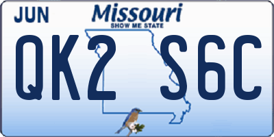 MO license plate QK2S6C
