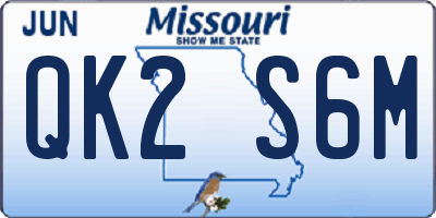 MO license plate QK2S6M