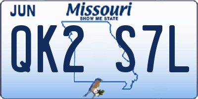 MO license plate QK2S7L