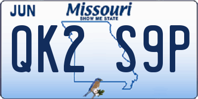 MO license plate QK2S9P