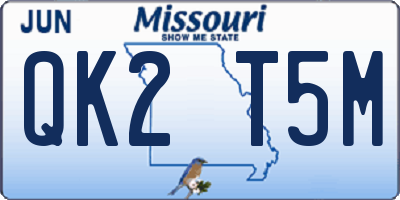 MO license plate QK2T5M