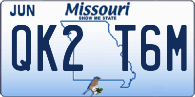 MO license plate QK2T6M