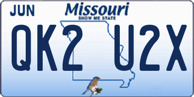 MO license plate QK2U2X