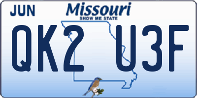 MO license plate QK2U3F