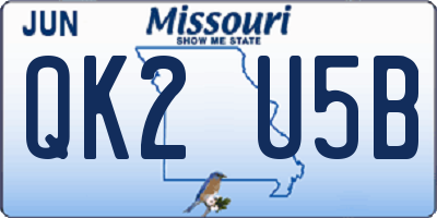 MO license plate QK2U5B