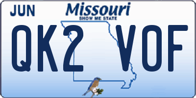 MO license plate QK2V0F