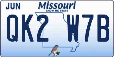 MO license plate QK2W7B