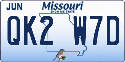 MO license plate QK2W7D
