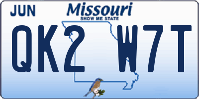 MO license plate QK2W7T