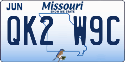 MO license plate QK2W9C