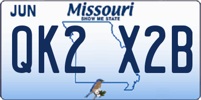 MO license plate QK2X2B