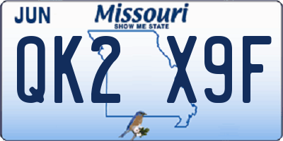 MO license plate QK2X9F