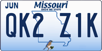 MO license plate QK2Z1K