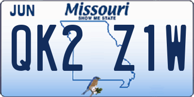 MO license plate QK2Z1W