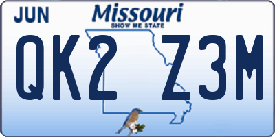 MO license plate QK2Z3M