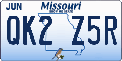 MO license plate QK2Z5R