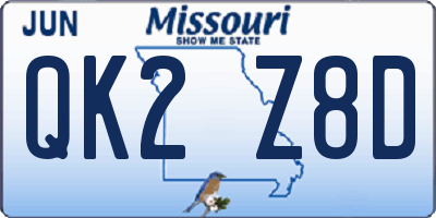 MO license plate QK2Z8D