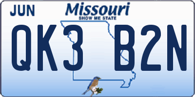 MO license plate QK3B2N