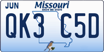 MO license plate QK3C5D