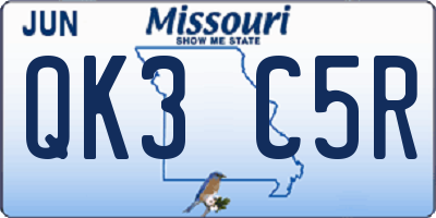 MO license plate QK3C5R