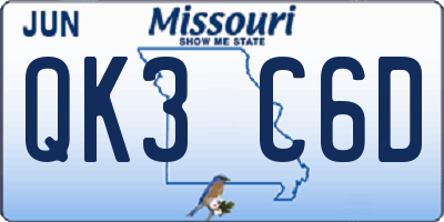 MO license plate QK3C6D