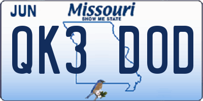 MO license plate QK3D0D