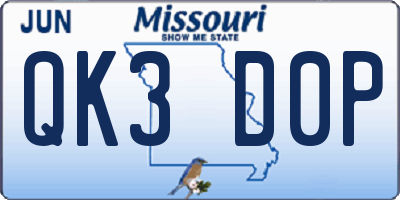 MO license plate QK3D0P