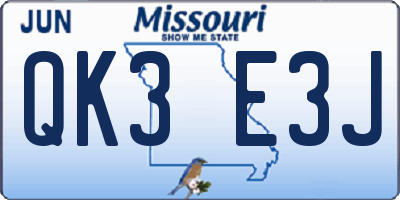 MO license plate QK3E3J