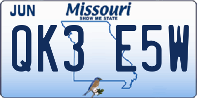 MO license plate QK3E5W