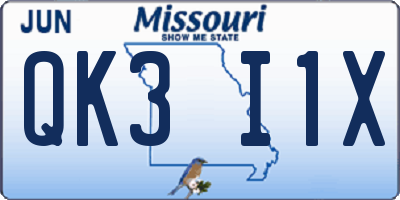 MO license plate QK3I1X