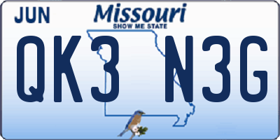 MO license plate QK3N3G