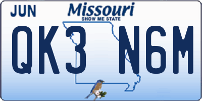 MO license plate QK3N6M