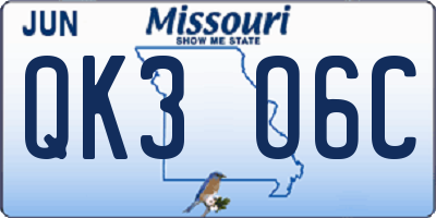 MO license plate QK3O6C