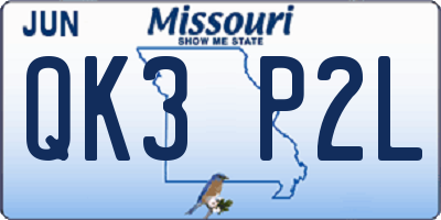 MO license plate QK3P2L