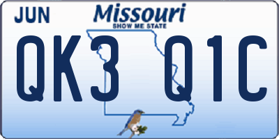 MO license plate QK3Q1C