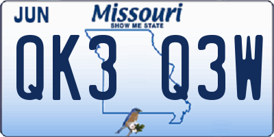 MO license plate QK3Q3W