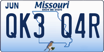 MO license plate QK3Q4R