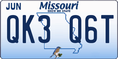 MO license plate QK3Q6T