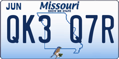 MO license plate QK3Q7R
