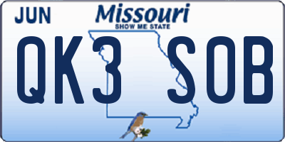 MO license plate QK3S0B