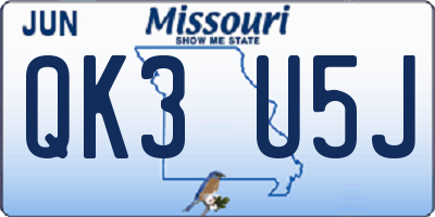 MO license plate QK3U5J