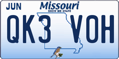 MO license plate QK3V0H