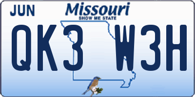 MO license plate QK3W3H