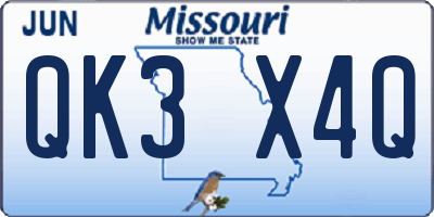 MO license plate QK3X4Q