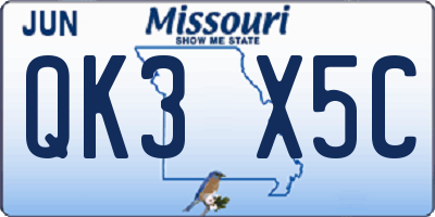 MO license plate QK3X5C