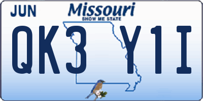 MO license plate QK3Y1I