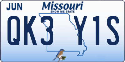 MO license plate QK3Y1S