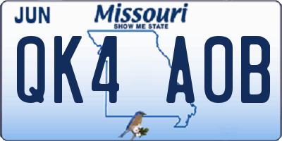 MO license plate QK4A0B